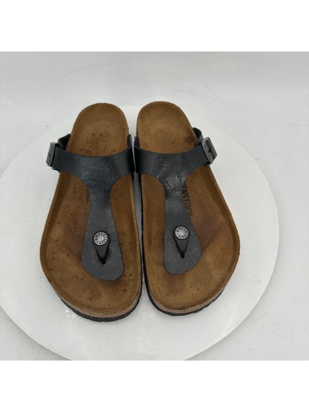 Birkenstock Gizeh Women Size 6 Black Oiled Leather Thong Slides Comfort Sandal